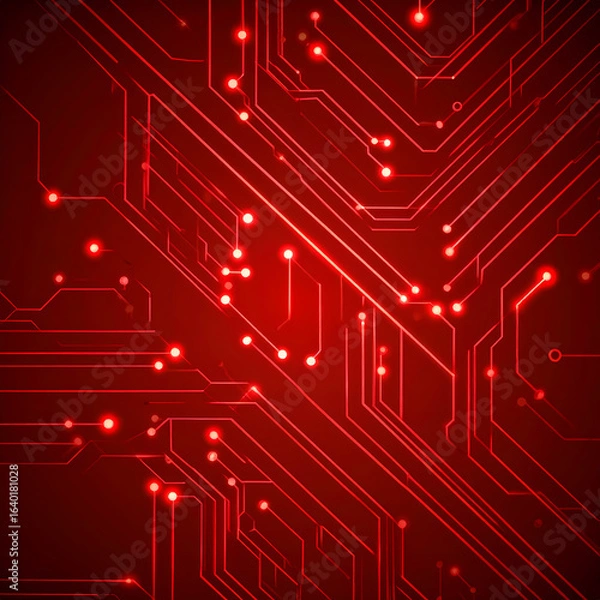 Fototapeta Red circuit board pattern background