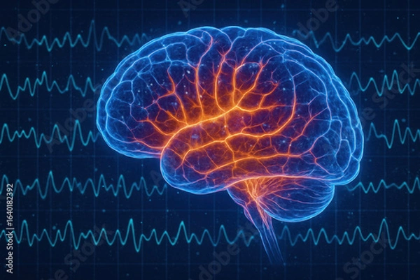 Obraz Human Brain Activity Scan, Illustration