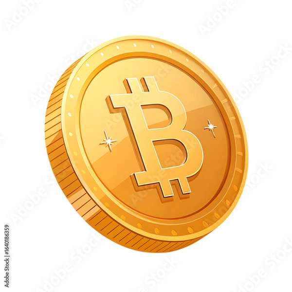 Fototapeta 3d icon of bitcoin coin isolated on white .3d plastic style isolated on transparent background