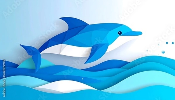 Obraz Stylized dolphin leaping above waves
