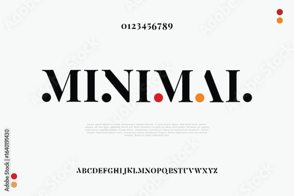 Obraz Minimal Modern Futuristic Tech Display Font Vector for Branding. Minimal technology typography, Creative urban sport fashion font and with numbers. vector illustration
