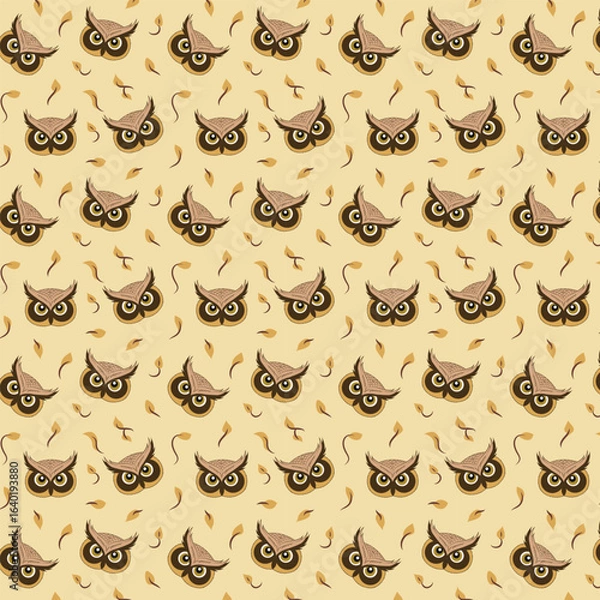 Fototapeta Wise Owl seamless vector pattern