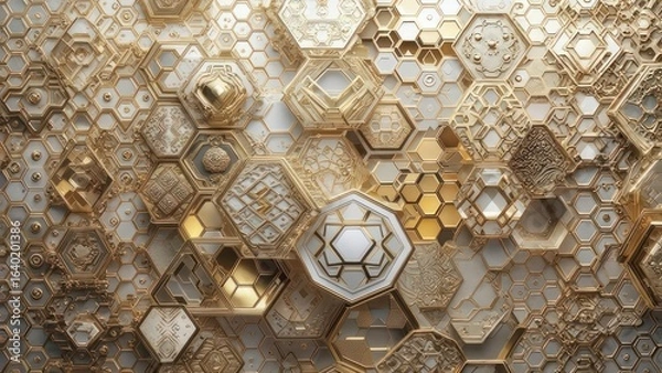 Obraz Abstract golden honeycomb pattern (1)