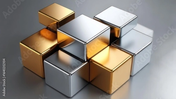 Obraz Abstract metallic cubes (4)