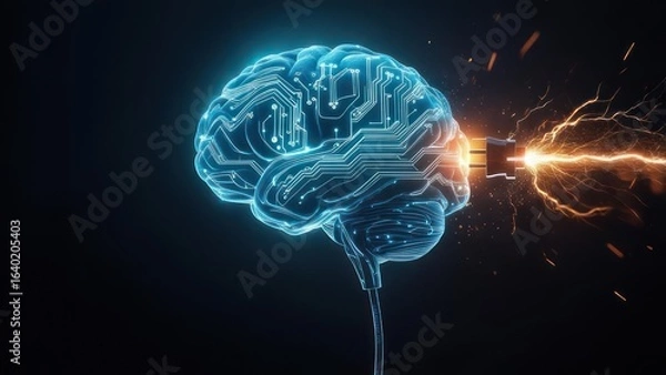 Obraz Brain connected to a circuit board