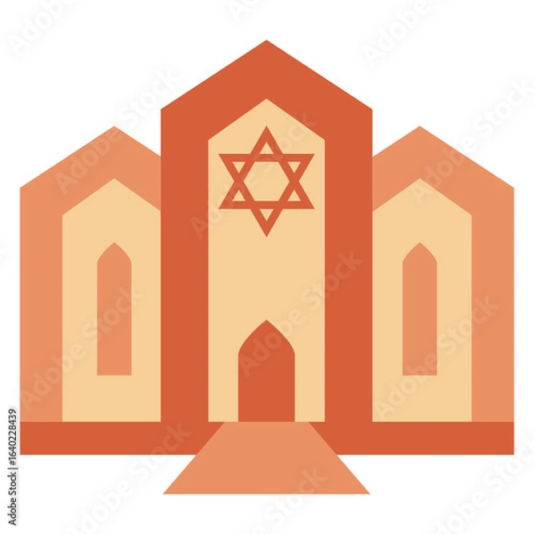 Fototapeta Synagogue, modern building design. Flat vector illustration isolated on white background.