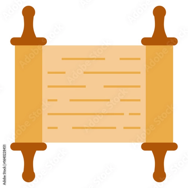 Fototapeta Papyrus, Torah scroll, holy scripture, wisdom. Flat vector illustration isolated on white background.