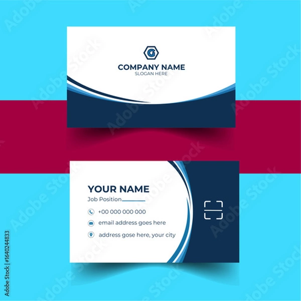 Fototapeta Modern and simple business card design abstract  business card design with blue shade Business card design template professional business card template Modern Business Card.