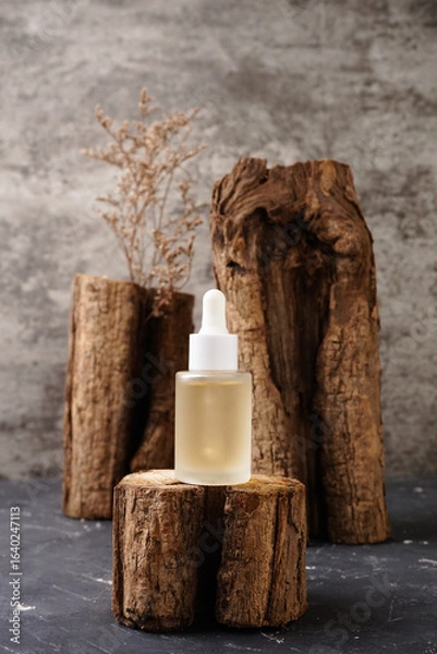 Obraz Amber Glass Bottle Mockup, with black background