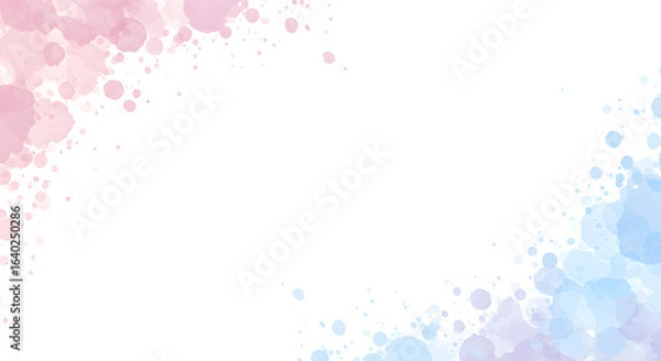 Fototapeta Pink and blue watercolor splatter frame, AI generated