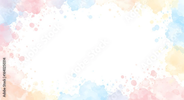 Fototapeta Soft pastel watercolor splash border, AI generated