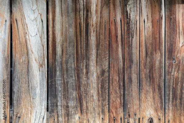 Obraz Weathered rustic wooden wall planks background texture with natural grain for design and carpentry