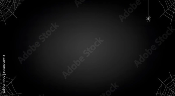 Fototapeta Black vignette with spider webs corner, AI generated