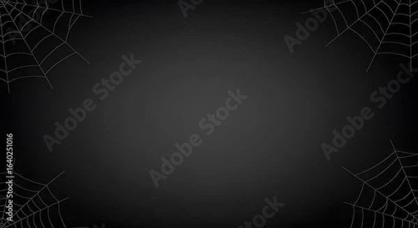 Fototapeta Dark halloween spider web border, AI generated