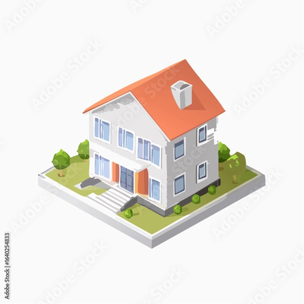 Fototapeta House 3D modeling line icon