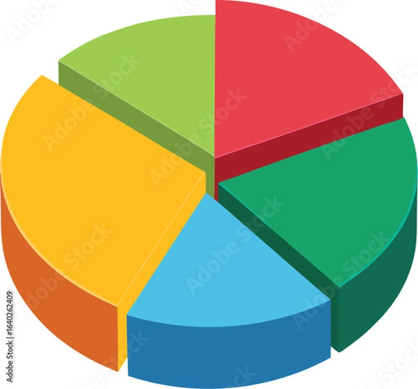 Fototapeta Colorful isometric pie chart for data analysis