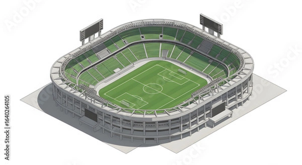 Fototapeta Isometric Vector 3D Miniature Seoul World Cup Stadium Illustration, A Detailed Architectural Design of a Modern Sports Venue 