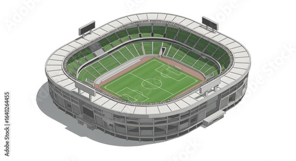 Fototapeta An isometric 3D vector illustration of a miniature Seoul World Cup stadium, a detailed architectural model for sports concepts.