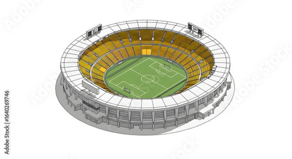 Fototapeta Miniature 3D Isometric Vector Sky Stadium Detailed Architectural Design
