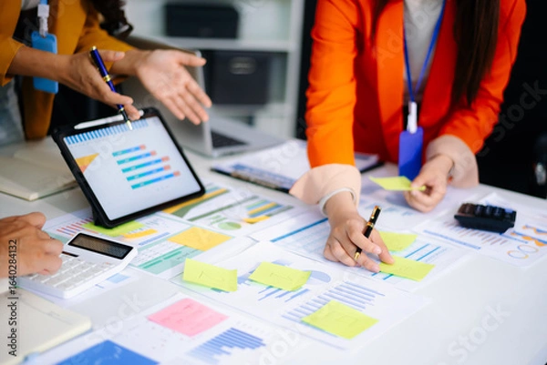 Fototapeta Business People Planning Strategy Analysis from financial document report, Office Concept