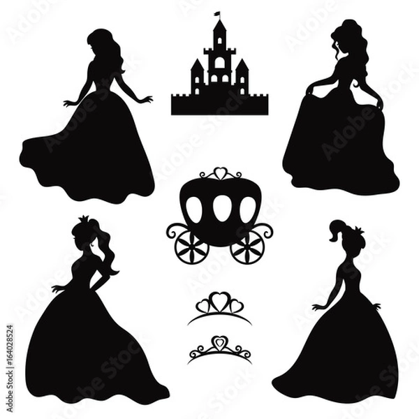 Obraz Set of silhouettes of princess.