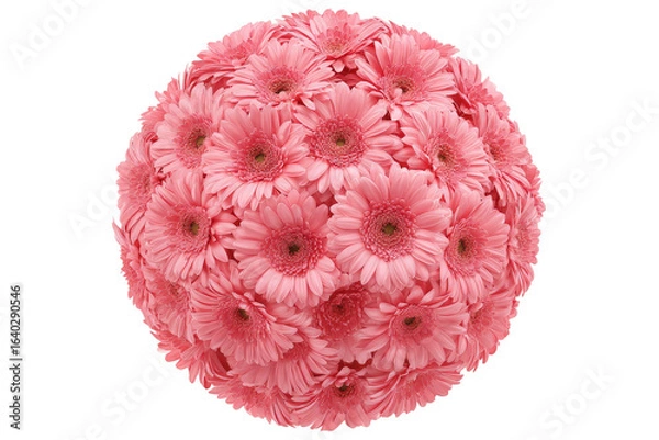 Obraz A vibrant spherical arrangement of pink gerbera daisies, showcasing their intricate layers and textures, set against a clean background, ideal for floral decoration or design projects
