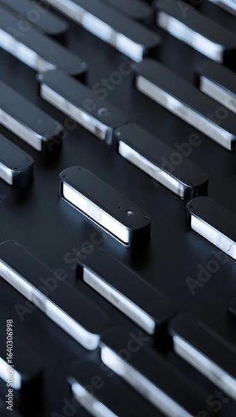 Obraz Sleek Black Technology Devices: Futuristic Minimalist Product Design, Abstract Background
