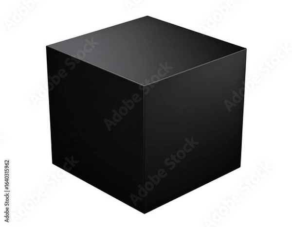Obraz Abstract black cube isolated on a pristine white backdrop with dynamic lighting creating depth and