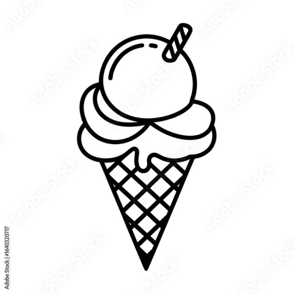 Fototapeta ice cream cone illustration vector style coloring page 
