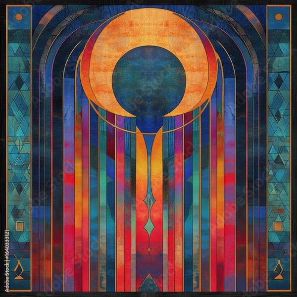 Obraz Astrology-inspired tarot card illustration, Abstract_Tarot_card_design_of_The_Moon