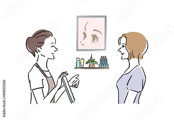 Obraz マツエクサロンでカウンセリングを受ける女性