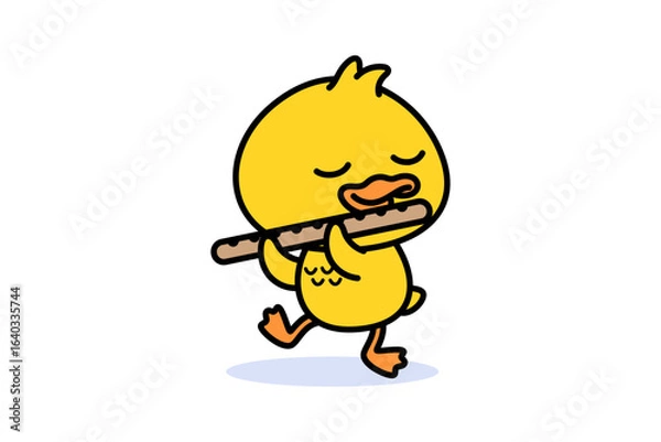 Fototapeta Cheerful Duck Playing Flute