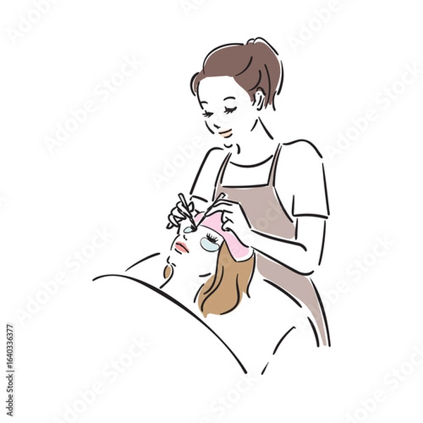 Obraz リラックスしてまつ毛エクステの施術を受ける女性