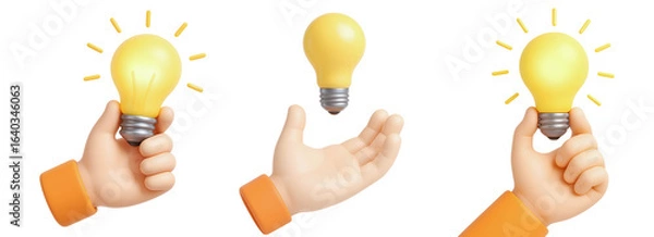 Obraz Set of 3D Hand Holding Lamp Elements for Composition