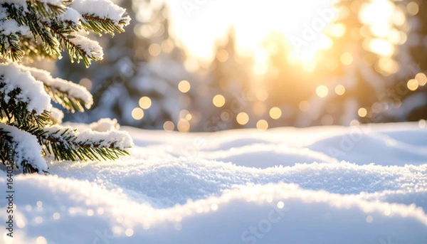 Obraz Snowy forest sunset winter scene.