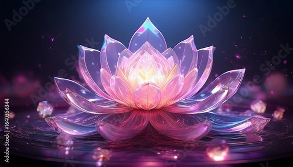 Fototapeta crystal lotus glowing in soft pink light__ 