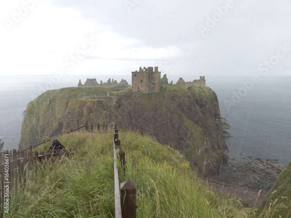 Fototapeta Castle of Dunnottar in Scotland on a rainy day