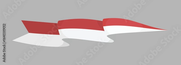 Fototapeta Indonesian flag ribbon vector in national colors red and white for independence day, patriotic events, and decorative design elements