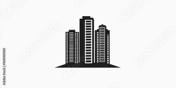 Fototapeta A black and white pixelated image of a city skyline with skyscrapers.