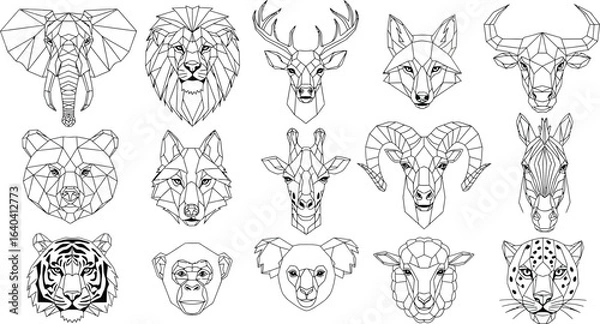 Obraz Geometric animal heads collection for modern design projects