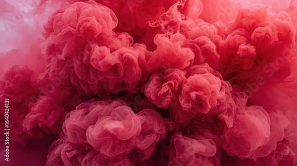 Fototapeta Abstract Red Smoke Clouds: Colorful Fluid Motion and Textured Digital Art Design with Particles