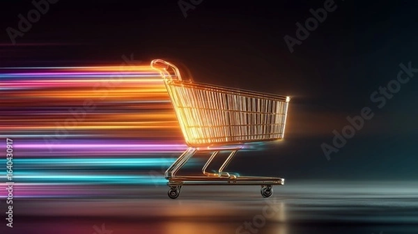 Fototapeta Gold cart with motion effect
