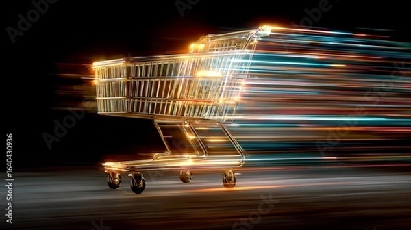 Fototapeta Gold cart with motion effect
