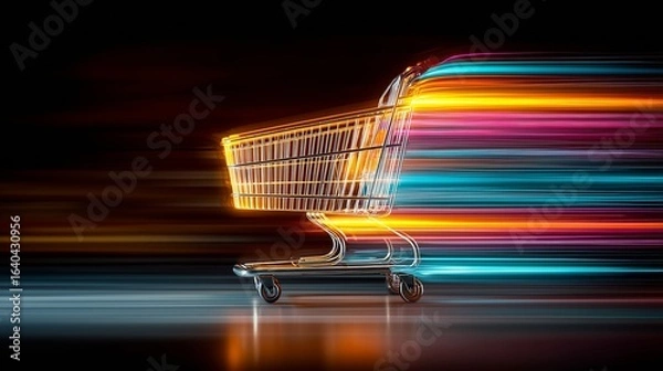 Fototapeta Gold cart with motion effect
