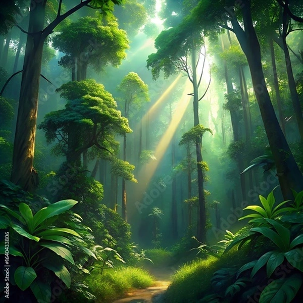 Fototapeta tropical forest in the morning