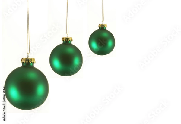Obraz three green christmas ornaments