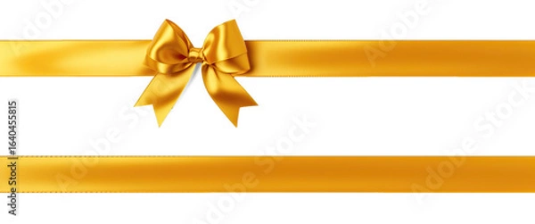 Obraz Two golden ribbons with a gold bow on a transparent background