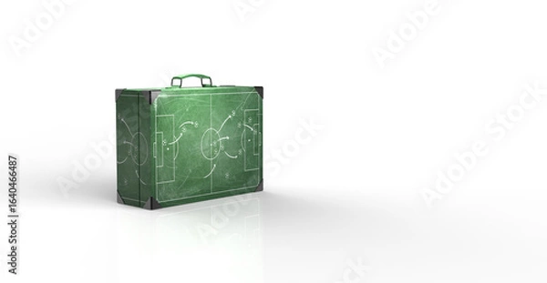 Obraz Tactical Briefcase with Soccer Field Strategy Concept on White Background, 3d rendering