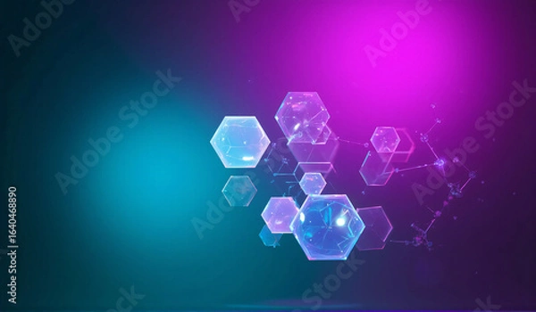 Fototapeta A bunch of blue and purple cubes floating in the air.