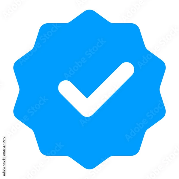 Fototapeta Blue verification badge icon for Facebook and Meta, symbolizing verified accounts, authenticity, and trust in social media platforms.